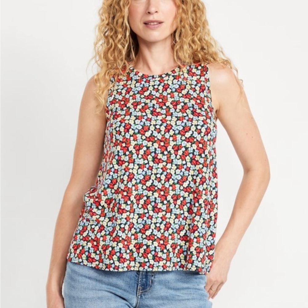 Old Navy Red Floral Sleeveless Top